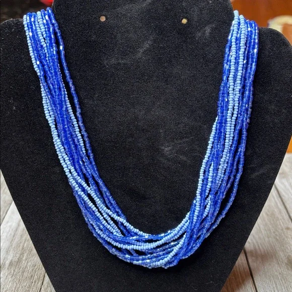 Blue Beaded Necklace - Picture 2 of 3